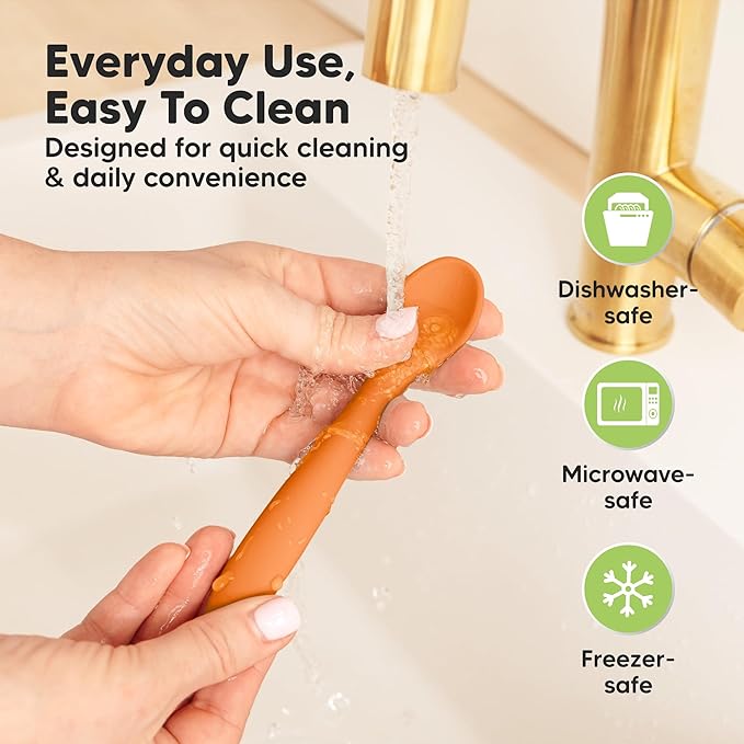 KeaBabies Silicone Baby Spoons, Self Feeding 6-12 months - 3-Pack Baby Weaning Eating Utensils, Toddler First Food Training Spoon, Infant, Kids Feeding Supplies Essential Set, Dishwasher-safe (Kea)