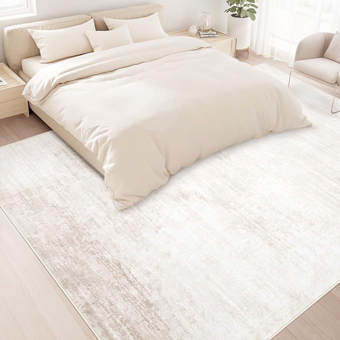 Area Rugs 8x10 Living Room: Washable Rug Modern Abstract Large Rugs Soft Non Slip Neutral Rug Stain Resistant Indoor Carpet for Bedroom Kitchen Dining Room Table Nursery Home Office Rugs(Beige,8'x10')