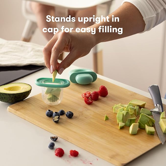 Frida Baby Push Pop Feeder, Baby Fruit Food Feeder to Safely Introduce New Foods, Fresh + Frozen, Silicone, BPA Free, Dishwasher Safe | 3 Count, Teal