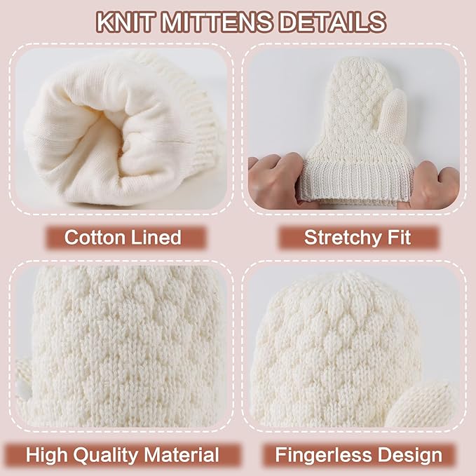 Baby Knit Mittens Toddler Boys Girls Gloves Winter Infant Newborn No Scratch Mitten 0-3 Years