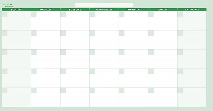 30-Day 1-Month Dry and Wet Erasable Wall Calendar Planner (38" 75", Earth Green)