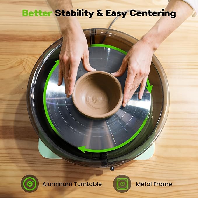 Alldeer 11-inch Pottery Wheel, 350W Electric Ceramic Forming Machine with Detachable Basin, 0-300RPM Foot Pedal Control, 19PCS Complete Clay Tool Kit for Professional Potters and Adult Crafters