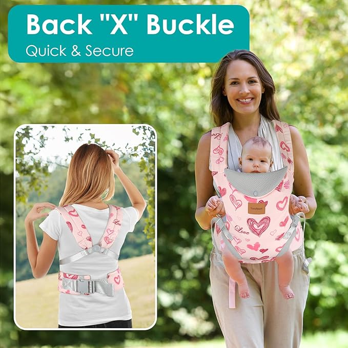 Baby Carrier Newborn to Toddler, Ergonomic Adjustable Toddler Carriers for 7-66 Lbs, Cozy Lightweight Infant Carrier with Neck Support, Baby Holder Carrier with Lumbar Support for Mom Dad