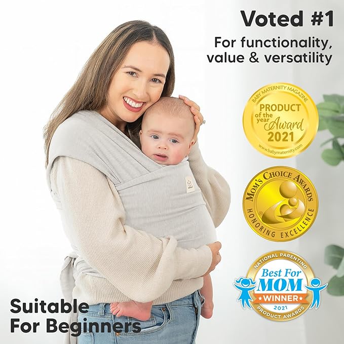 KeaBabies Baby Wrap Carrier - All in 1 Original Baby Carrier Newborn to Toddler Sling, Easy to Wear, Hands Free Bonding, Lightweight, Breathable Infant Wraps (Rhino Gray)