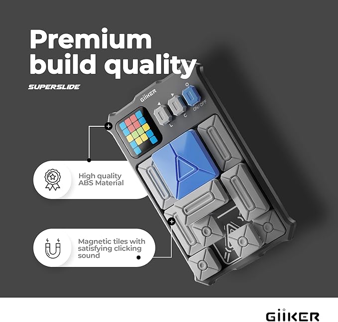 GiiKER Super Slide Puzzle Games, Original 500+ Challenges Brain Teaser Puzzle, Toys for Kids, Travel Games Birthday Gifts Easter Basket Stuffers for Boys Girls, Activities for Road Trips - Moon Grey