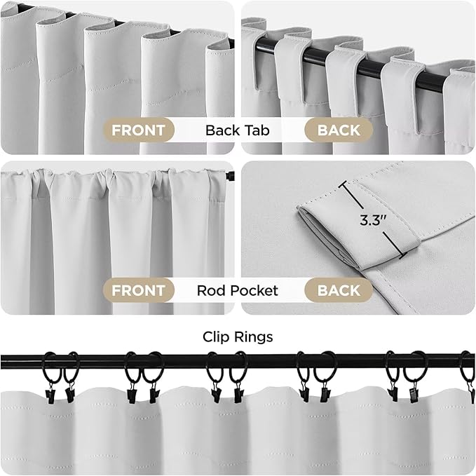 Joydeco 96 Inch 60% Blackout White Curtains 2 Panels,Elegant Soft Sheer Curtains for Bedroom,Thermal Insulated Black Out Drapes for Living Room,Rod Pocket Back Tab Drapes(W37 x L96 Inch,Greyish White)