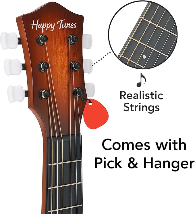 23" Acoustic Guitar, Kids 6 String Toy Guitar - Realistic Steel Strings - Beginner Practice First Musical Instrument for Children, Toddlers (Cherry Sunburst)