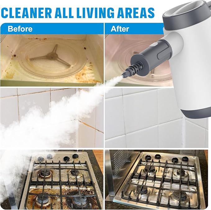 Handheld Pressurized Steam Cleaner - 15s Quick Start, Multi-Functional for Home, Kitchen, Bathroom, 8 Attachments, Chemical-Free, Safe & Efficient Cleaning Solution