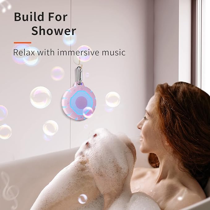 HEYSONG Waterproof Shower Bluetooth Speaker, Durable & Portable with Clear Sound, Ideal for Shower, Pool, Beach & Kayaking – Great Gift for Girls, Women