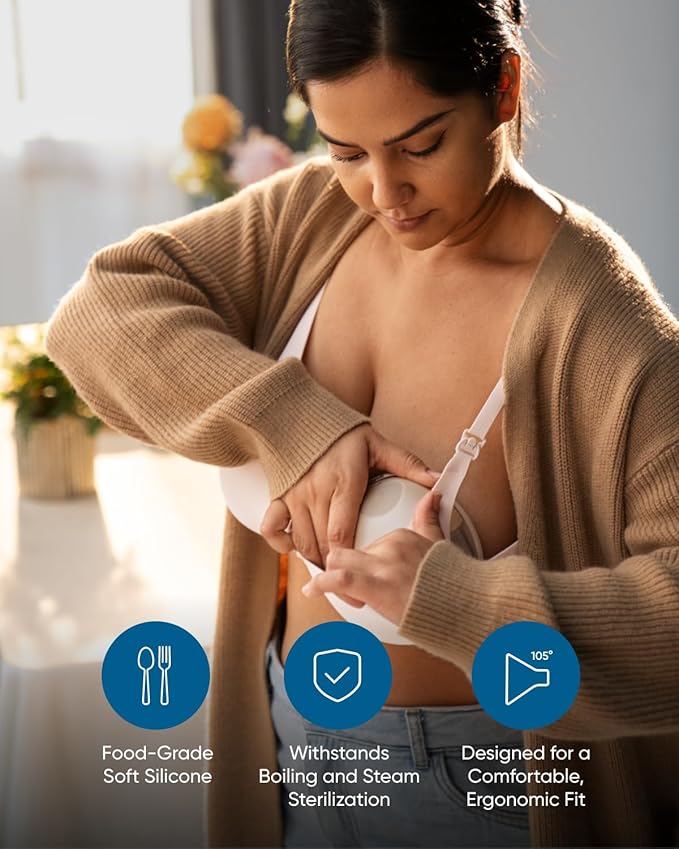 eufy Original 27mm Flange (2-Pack), Replacement Accessories for Wearable Breast Pump E20/S1/S1 Pro, HeatFlow™ Technology, Food-Grade Silicone, Durable, Comfortable, Ergonomic Fit