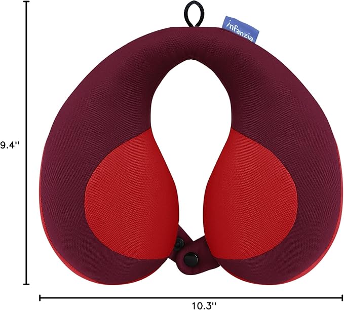 INFANZIA Kids Chin Supporting Travel Neck Pillow, Helps Support Head and Neck, Comfortably Designed for Head, Neck, and Chin Support - Gifts for Toddler/Child/Kids, Red