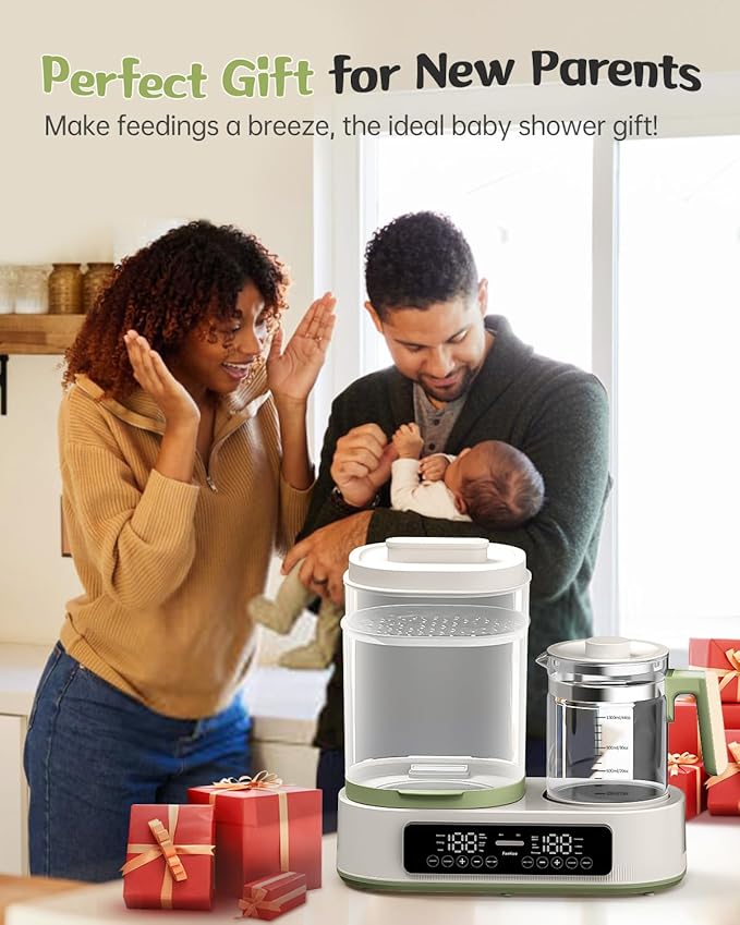 Feekaa Multifunctional Baby Bottle Warmer, Steamer and Dryer, 44oz Baby Formula Kettle Combo, Bottle Warmer for Breastmilk with Temperature Control, Water Warmer for Baby Formula, Electric Milk Warmer