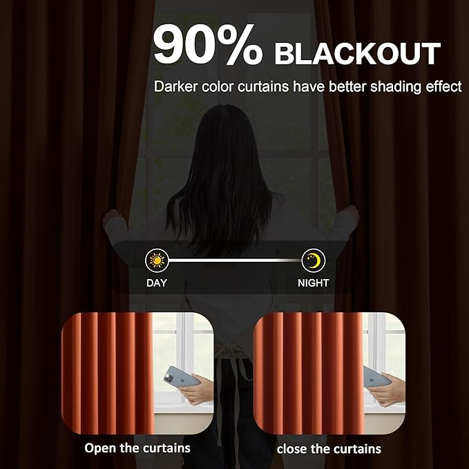KEQIAOSUOCAI 92 Inch Custom Blackout Curtains for Living Room 2 Panels Set,Copper Pinch Pleat with Hooks Hippie Decorative Pleated Window Drapes Rustic Western Curtain for Bedroom Cabin W40 x L92