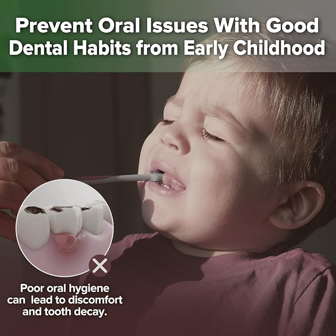 haakaa Training Toothbrush Set Oral Care Kit, Soft Silicone Toothbrush for Baby, Infants, Toddlers & Kids, Blush