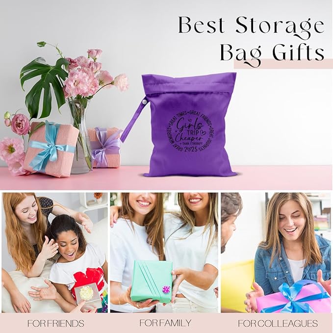 Girls Trip Gifts Wet Dry Bag, Beach Bag Wet Bag Favors, for Swimsuit Toiletry Travel Essentials For Women Aloha Bags, Beach Travel Gym Laundry bags for Dirty Diaper Swimsuit Gifts (Purple)