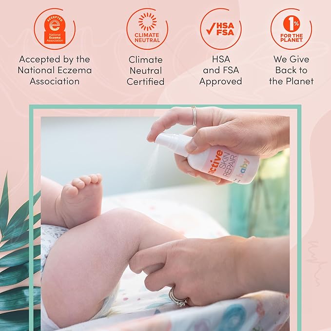 Active Skin Repair Natural, Non-Toxic, No Sting Baby Spray First Aid Safe For Use on Diaper Rash, Baby Acne, Eczema, Cuts, Wounds, Scrapes, and Other Skin Irritations (3 oz. Spray)