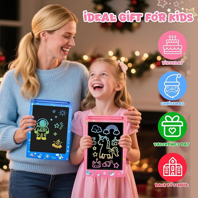 2 Pack LCD Writing Tablet for Kids, Erasable and Reusable Toddler Doodle Board in 8.5 inch, Ideal Educational Drawing Pad for Learning Toy for Ages 3-8 Gifts for Girls Boys
