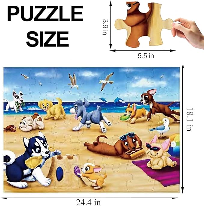 Jumbo Floor Puzzle for Kids, Large Jigsaw Puzzles 35 Piece for Kids Ages 3-5,Preschool Learning & Education Toys, Gifts for 4-8 Year Old Boys and Girls (Dog Animals)
