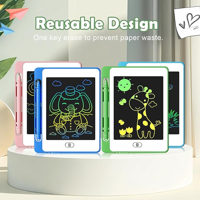 4 Pack LCD Writing Tablet for Kids, 6.5 Inch Colorful Doodle Board Drawing Tablet, Erasable Reusable Electronic Drawing Pads, Educational Learning Toys Birthday Gifts for Girls Boys Age 3 4 5 6 7 8