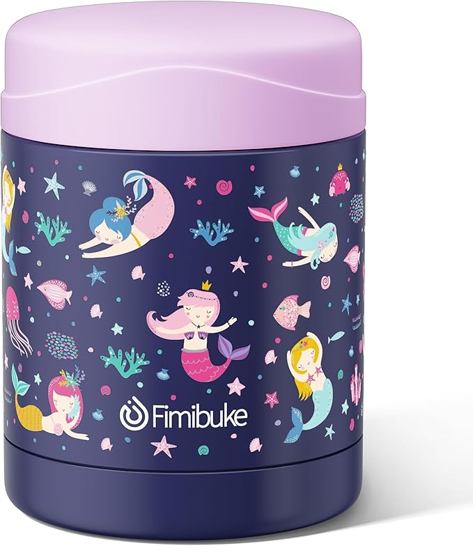 Fimibuke Insulated Kids Food Jar, 12 OZ Bpa Free Wide Mouth Stainless Steel Vacuum Thermos for Hot Cold Food for School Travel Leakproof Toddler Boy Girl Lunch Container Snack Cup for Fruits Veg Soup