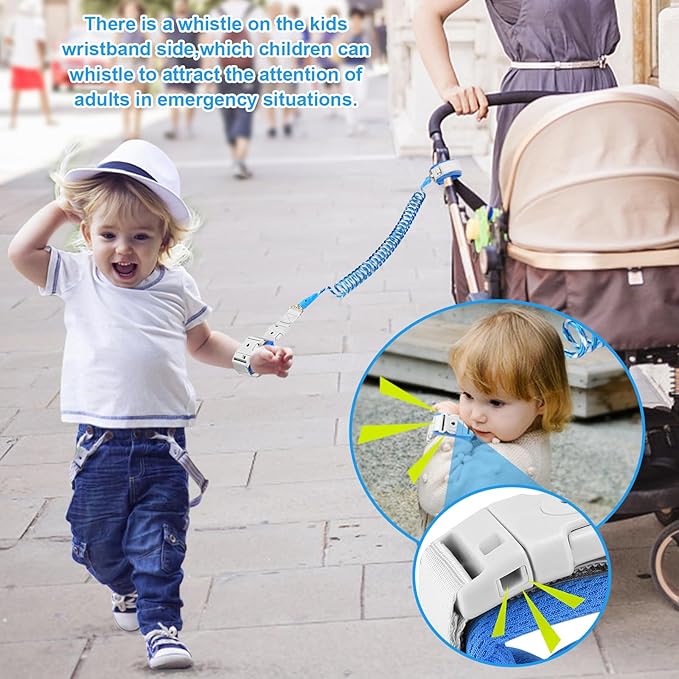 Accmor 3 in1 Toddler Harness Leash, Reflective Kid Harness with Anti Lost Wrist Link, Harness Leash for Toddlers, Child Walking Harness Kids Leash Wristband Rope Belt with Lock for Baby Boys Girls