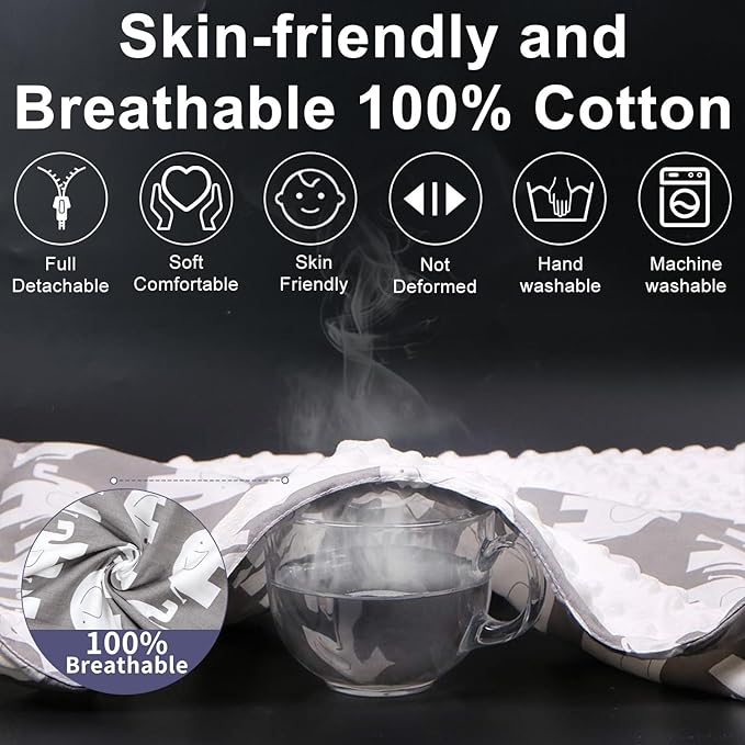 Baby Lounger | Organic Cotton Infant Lounger | Reversible, Adjustable & Portable Floor Lounger | Soft, Breathable, Washable Cover