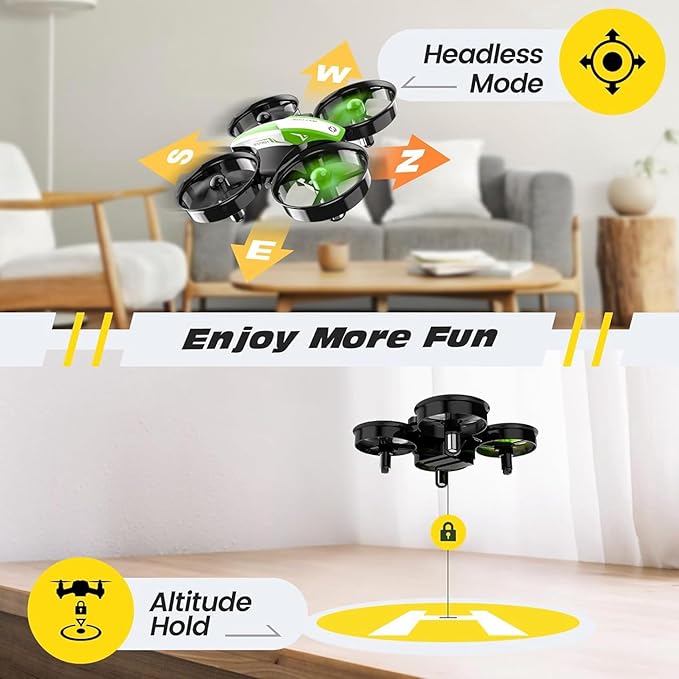 Holy Stone Mini Drone for Kids and Beginners, Indoor Outdoor Quadcopter Plane for Boys Girls with Auto Hover, 3D Flips, 3 Batteries, Headless Mode, Great Gift Toy for Boys and Girls, HS210 Green
