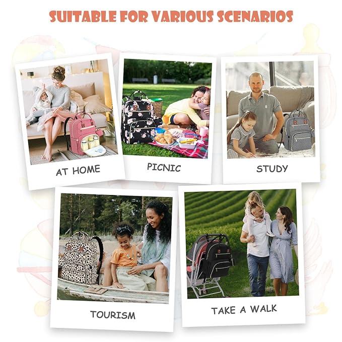 Baby Diaper Bag Backpack, Travel Diaper Bags for Baby Girl Boy Large Capacity Baby Bag Backpack for Women Cow Print