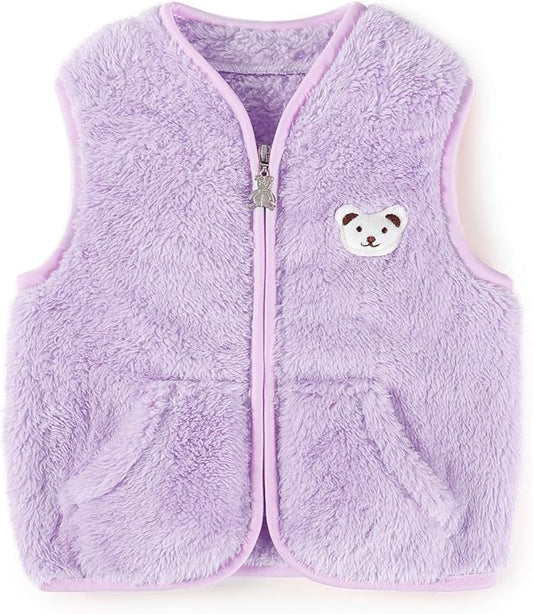 Baby Boys Girls Fleece Vest Zip Up Cute Bear Jackets Fuzzy Fall Winter Warm Clothes Newborn Outwear for Toddler Infant