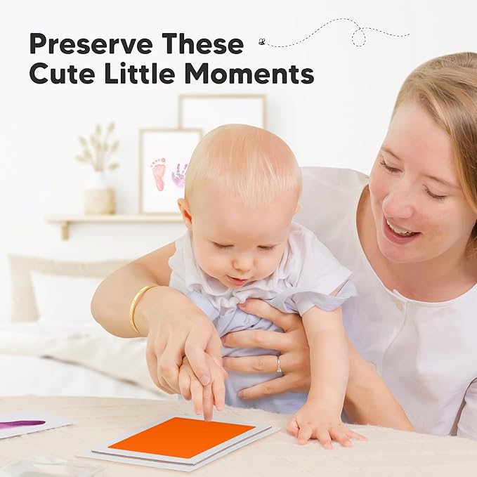 4-Pack Inkless Baby Hand and Footprint Kit - Mess Free Ink Pad for Newborn Keepsake, Dog Nose & Paw Print Kit, Clean Touch Ink Pad for Baby Hand & Footprints, Ideal New Mom Gifts (Halloween, L)