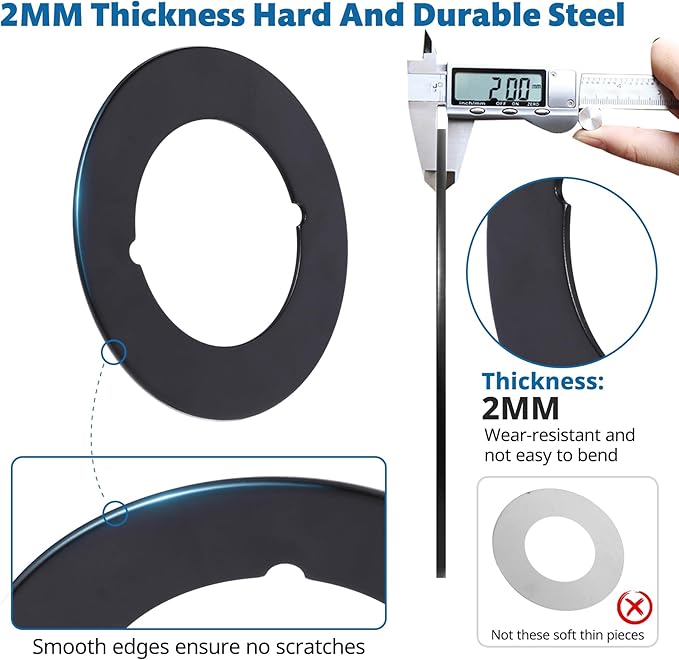 2 Pcs Upgraded Door Knob Plates with Double-Sided Tape –Thick Stainless Steel Scar Plates for Deadbolts & Knobs, Durable Lock Hole Covers for Fixing Loose Knobs and Damaged Areas(Matte Black)