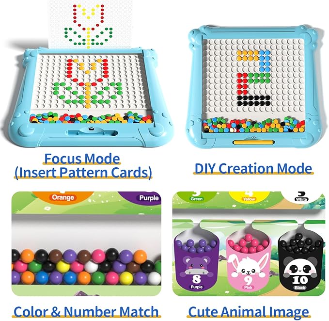 2-IN-1 Large Magnetic Drawing Board for Toddlers Kids, Magnetic Color and Number Maze, Magnetic Dot Art Board for Kids, Montessori Education Travel Toys for Boys Girls Age 3 4 5 6 7 8 Years Old