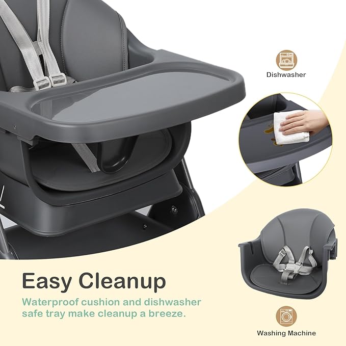 6-in-1 Baby High Chair, Convertible Highchair for Babies to Toddlers, Step Stool for Dining Time, Foldable & Easy Clean, Space-Saving Design, Adjustable, Navy Blue