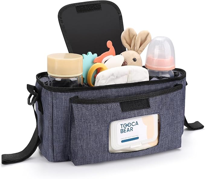 Accmor Universal Stroller Organizer with Insulated Cup Holder and Shoulder Strap, Stroller Bag Caddy Organizer Stroller Accessories for Uppababy, Baby Jogger, Nuna, Doona, Britax Strollers