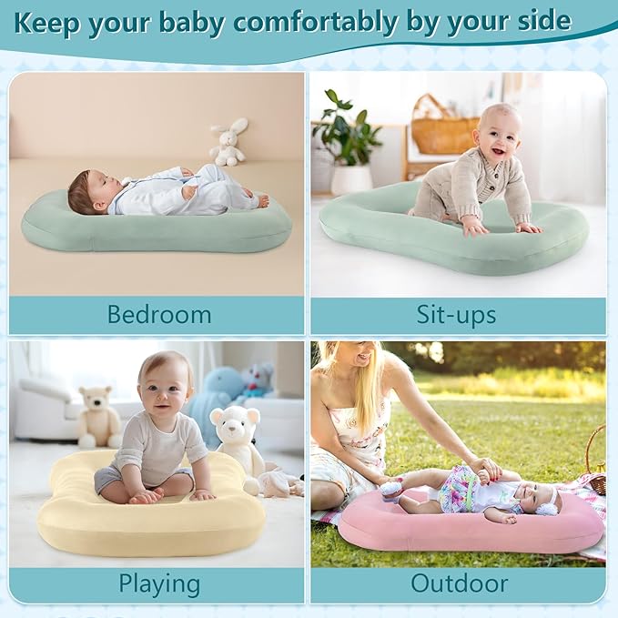 Baby Lounger Pillow, Infant Lounger for 0-24 Months, Soft Cotton and Portable Baby Lounger for Home (Gray)