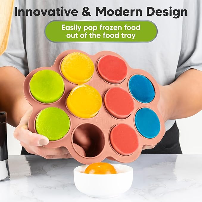 KeaBabies Silicone Food Freezer Trays with Lid, 2oz x 10 Pods Baby Food Storage Containers, Easy Puree Meal Prep, Breast Milk Silicone Freezer Molds, Dishwasher,Microwave Safe,BPA-Free(Roseate)