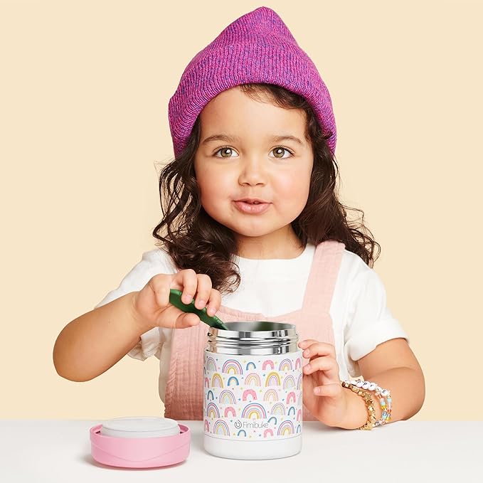 Fimibuke Insulated Kids Food Jar, 2 Pack 12 OZ Bpa Free Stainless Steel Vacuum Thermos for Hot Cold Food, Leakproof Snack Container for School Boys Girls Wide Mouth Toddler Lunch Box for Smoothie Soup