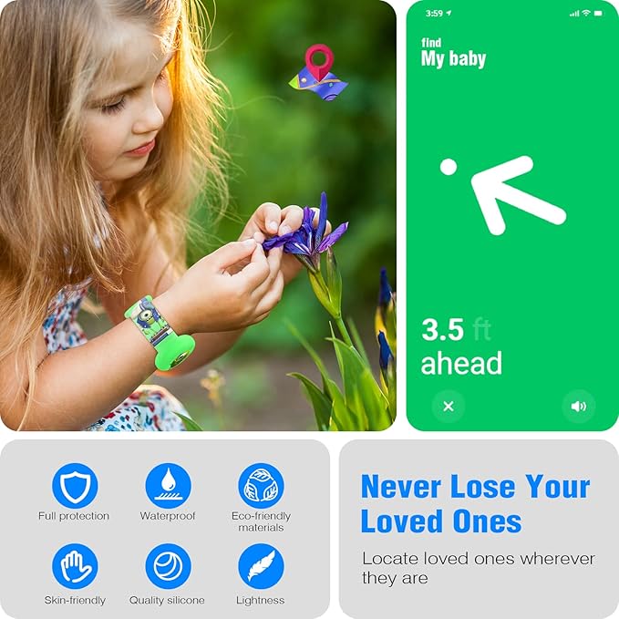 2 Pack AirTag Bracelet for Kids, Waterproof Cute Cartoon Air tag Holder Kids with Watch Band Design, Full Coverage Anti-Lost Silicone Airtag Hidden Accessories for Children (Luminous Version)