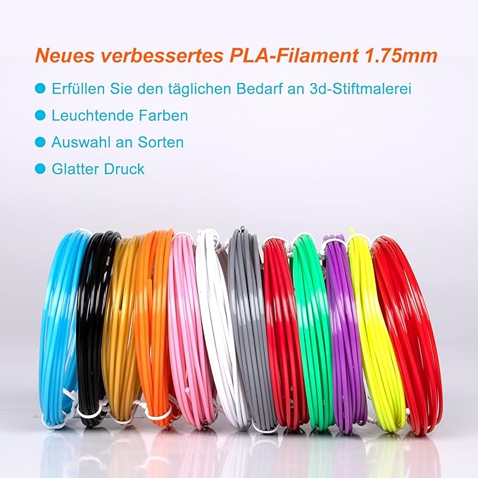 3D Pen Filament Refills 12 Colors Compatible with SCRIB3D MYNT3D PIKA3D 3D Pen for Kids Each Color 10Feet 1.75mm PLA 3D Printing Pen Filament Refills, NOT FIT 3Doodler Start Pen