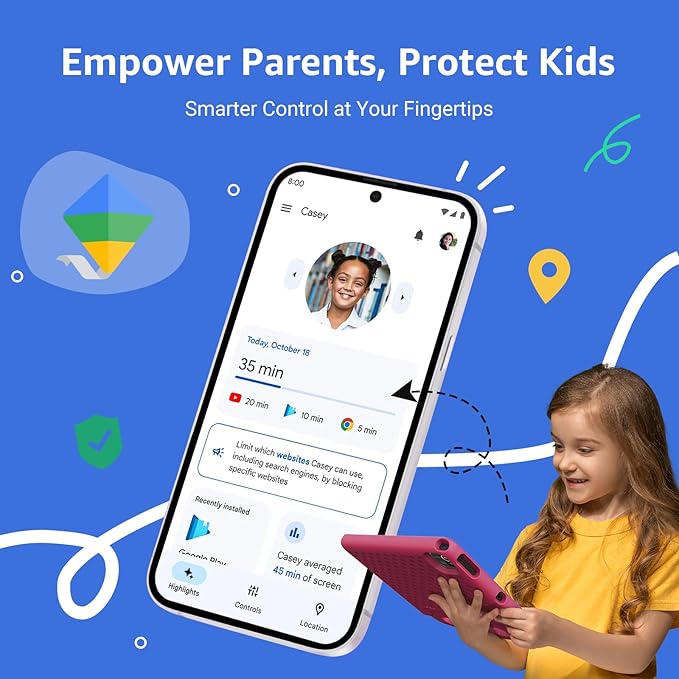 ApoloSign Kids Tablet 2025, 10.1 inch Tablet for Kids, Octa-core, 6 GB RAM, 64GB ROM Tablets for Toddlers with Parental Control, 8-hr Battery, Wi-Fi6, BT5.0, Droop-Proof Case (Pink)