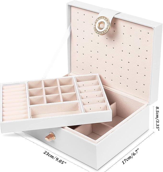 Girls Jewelry Box for Earrings Jewelry Organizer Box Teen Girls Earrings Organizer Jewelry Box Earring Holder Organizer Stud Earring Box for Girls Womens Jewelry Case Organizer White