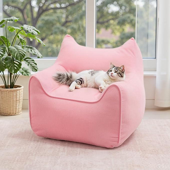 HOMMPA Kids Bean Bag Chair Stuffed Toddler Bean Bag Sofa with Pocket Filler Bean Bag Chair for Kids Boys and Girls Baby Lazy Floor Sofa Chair for Gaming Reading Playing Pink
