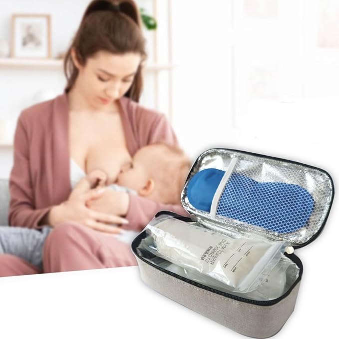 Insulated Breastmilk Cooler Bag with 2 Ice Packs - Breastmilk Cooler Organizer Bag for Daycare, Breastfeeding Mom Travel Outdoor
