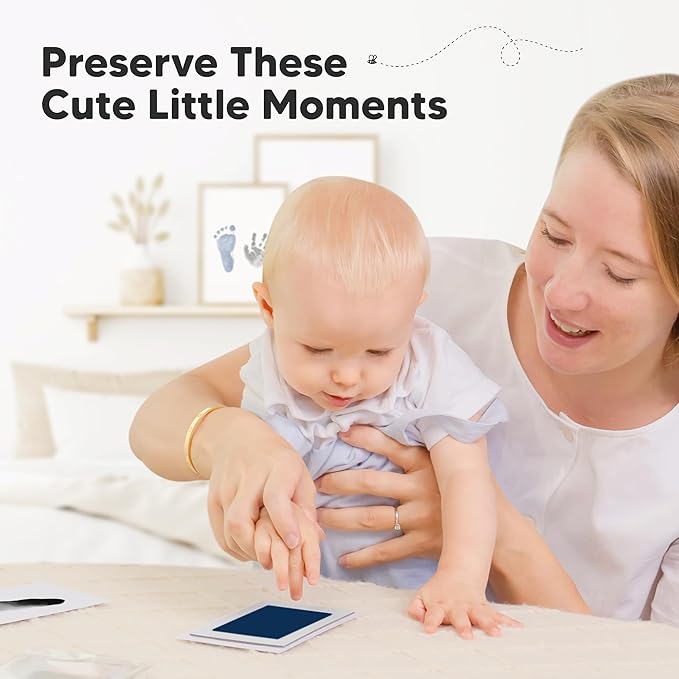 4-Pack Inkless Baby Hand and Footprint Kit - Mess Free Ink Pad for Newborn Keepsake, Dog Nose & Paw Print Kit, Clean Touch Ink Pad for Baby Hand & Footprints, Ideal New Mom Gifts (Jet/Navy)