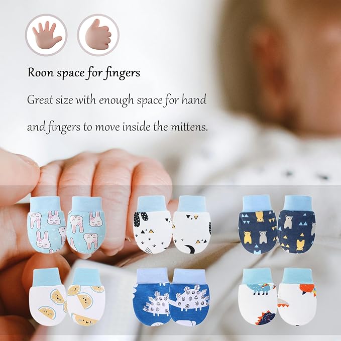 Baby Mittens No Scratch Mittens Infant Soft Gloves Mittens for 0-6 Months Boys Girls