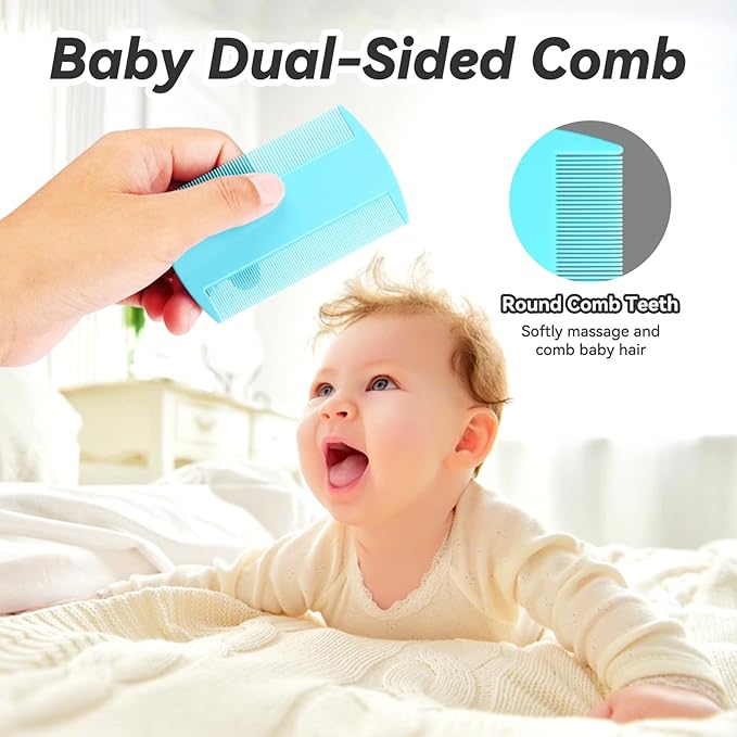 Baby Hair Brush and Comb Set, Wooden Natural Goat Bristles Hairbrush+Comb+ White Cradle Cap Brush Grooming Kit for Newborns Toddlers Boys Girls (Pack of 3)