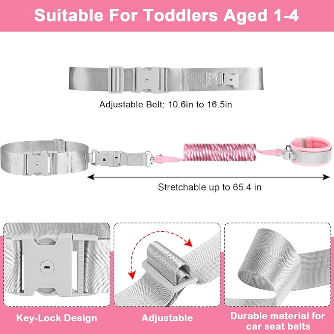 Accmor Reflective Toddler Belt Leash, Anti Lost Wrist Link for Baby, Kid Anti Lost Waist Band Child Leash with Lock for Babies Girls, Child Walking Harness Wristband Rope Tether for Outdoor Travel