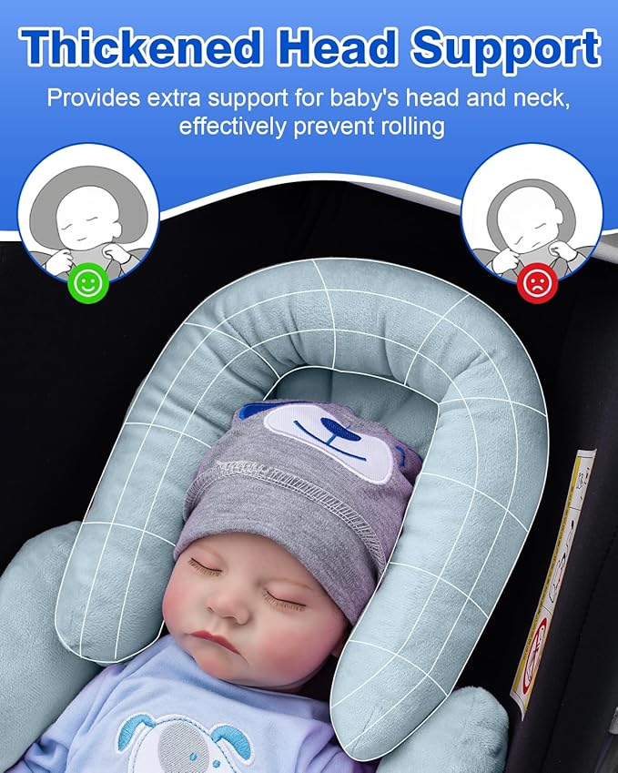 Infant Insert Compatible with Mamaroo Swing & Graco Swing, Thickened Baby Car Seat Head Support with Shoulder Covers, Breathable Newborn Car Seat Insert for Preemie to Toddler