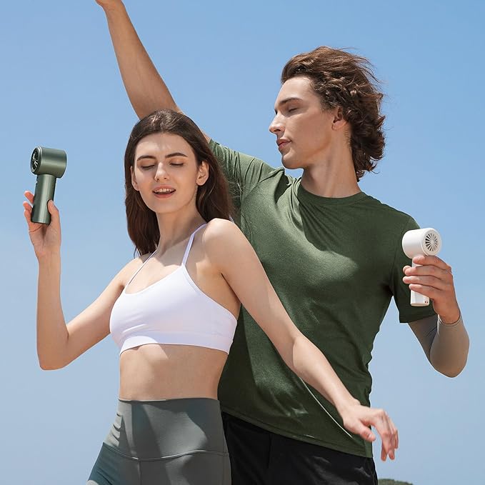 JISULIFE Portable Handheld Fan, Speed(1-100) Adjustable Turbo Mini and 3600mAh Battery Rechargeable Personal Fan, Digital Display, Gifts for Women Men Travel/Camping/Outdoor-White