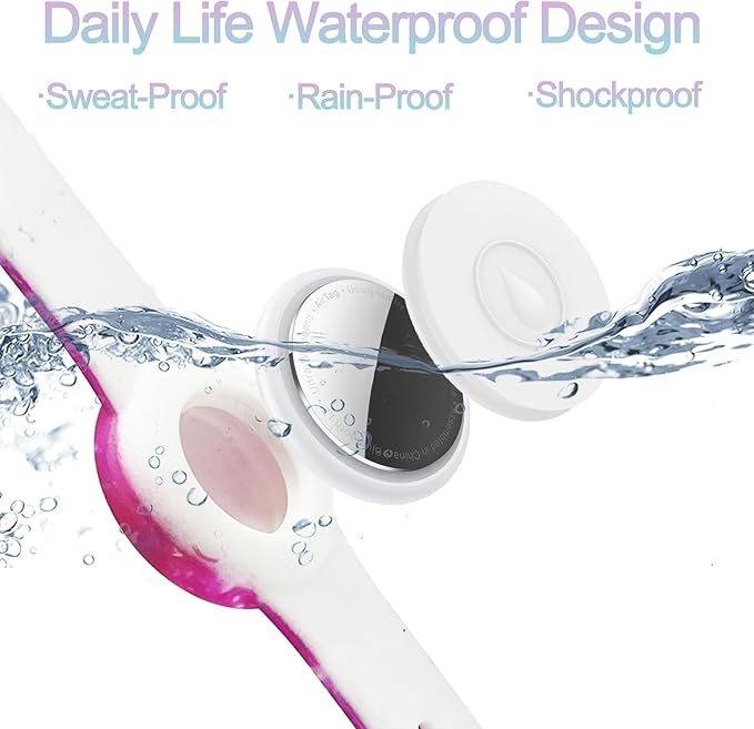 4 Pack Waterproof AirTag Bracelet for Kids, Hidden Printed Wristband for Apple Air Tag, Silicone AirTag Holder GPS Tracker Case for Band for Child Toddler, Secure Anti-Lost Protection